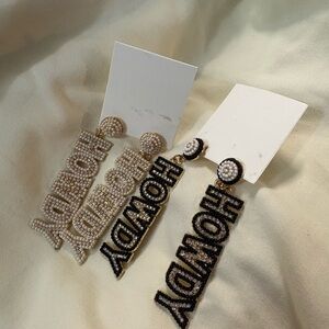 Two Pairs of Statement Howdy Dangling Earrings New